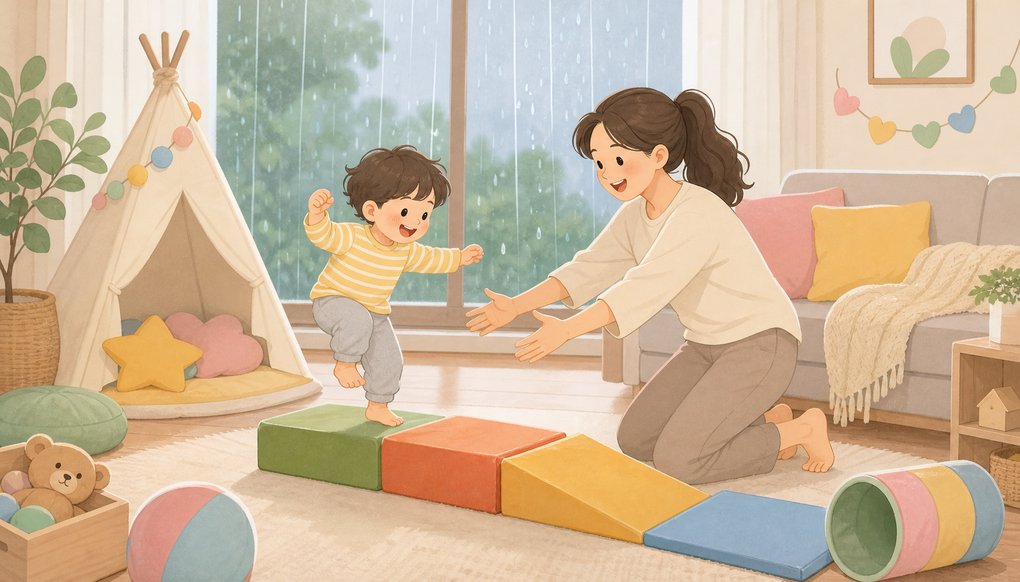 비 오는 날, 집 안에서 할 수 있는 유아 대근육 발달 놀이 뭐가 있을까