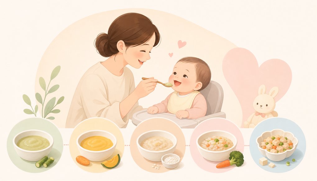 아기 이유식 초기부터 완료기까지, 단계별 식단은 어떻게 달라질까